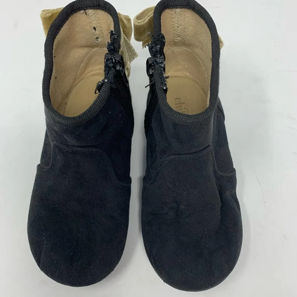 Childrenchic black suede bootie‎ gold bow 24 / 7.5